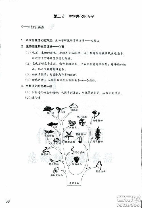 2020年知识与能力训练八年级下册生物学人教版参考答案
