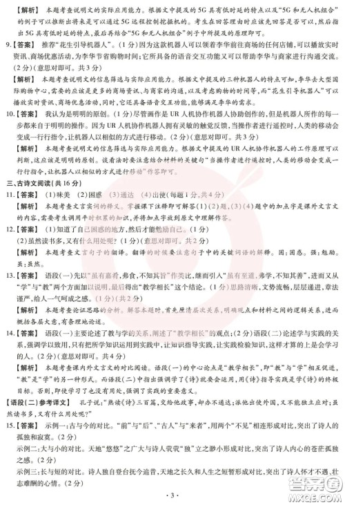 鼎成大联考2020年河南中考公益线上大联考语文试卷及答案