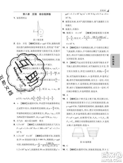 西安出版社2020新版黑马卷八年级物理下册沪科版答案 西安出版社2020新版黑马卷八年级物理下册沪科版答案