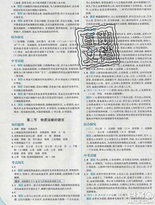 现代教育出版社2020新版走向中考考场七年级生物下册济南版答案