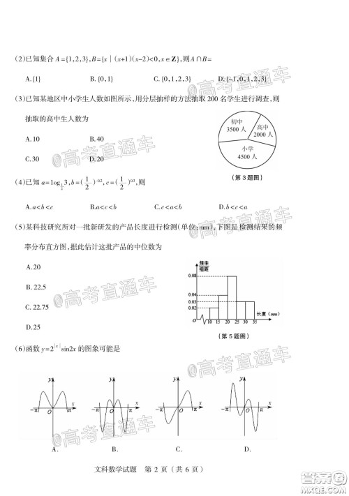 2020年阳泉市高三第一次教学质量监测试题文科数学答案 2020年阳泉市高三第一次教学质量监测试题文科数学答案