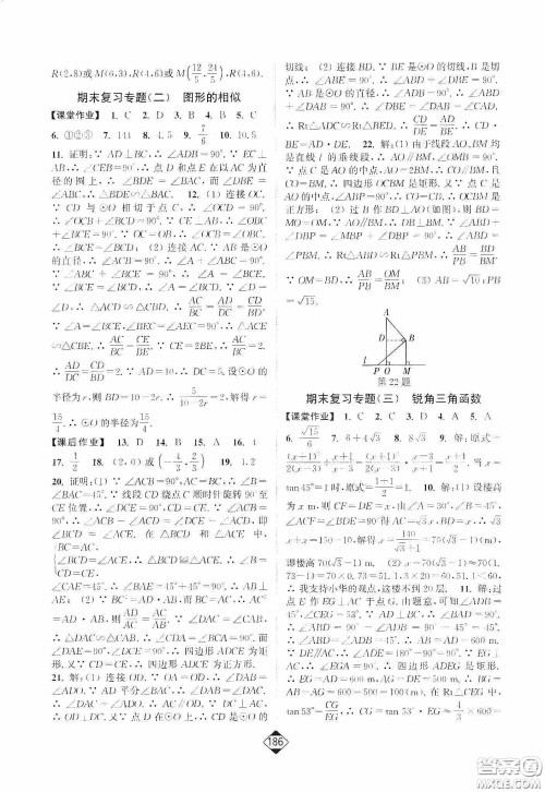轻松一典2020轻松作业本数学九年级下新课标江苏版答案