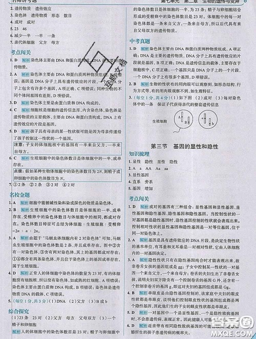 现代教育出版社2020新版走向中考考场八年级生物下册人教版答案