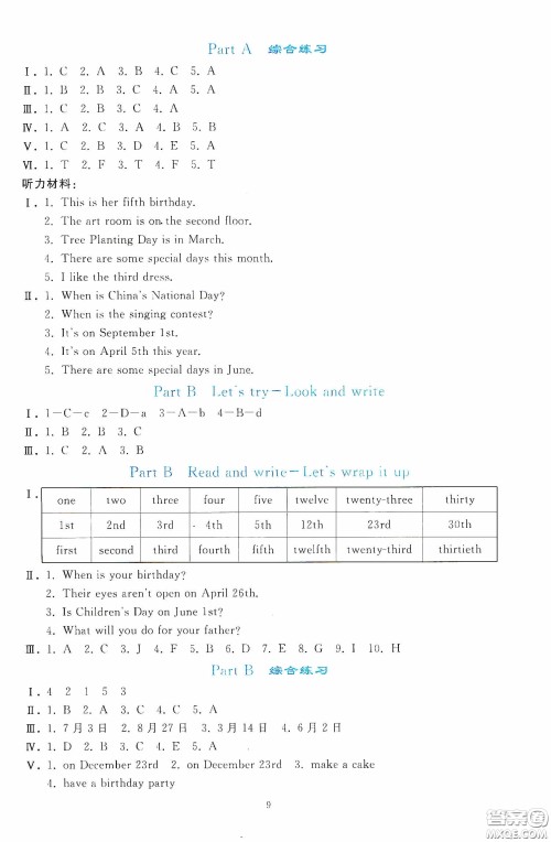 人民教育出版社2020同步轻松练习五年级英语PEP版答案 人民教育出版社2020同步轻松练习五年级英语PEP版答案