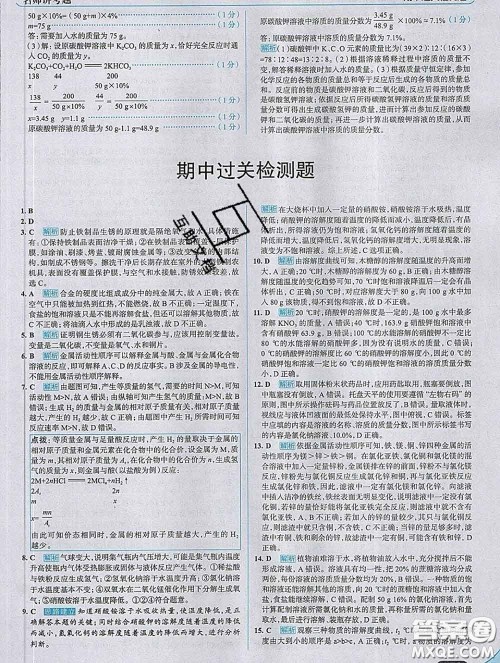 现代教育出版社2020新版走向中考考场九年级化学下册人教版答案