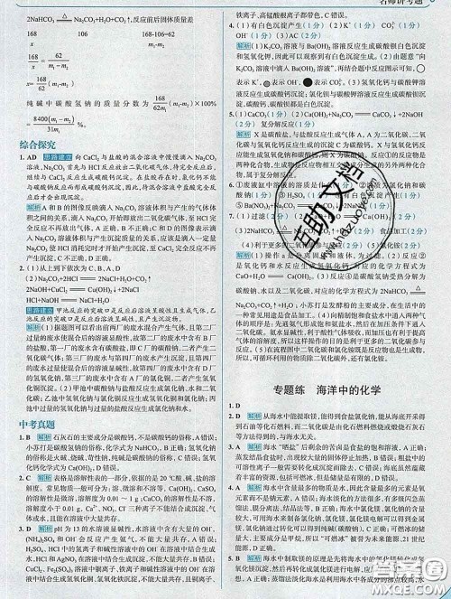 现代教育出版社2020新版走向中考考场九年级化学下册鲁教版答案