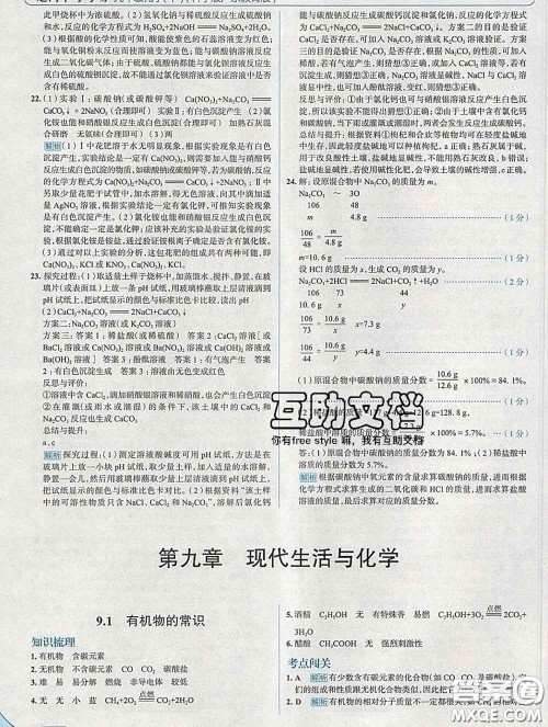 现代教育出版社2020新版走向中考考场九年级化学下册科粤版答案