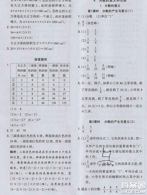 2020新版木头马分层课课练小学数学五年级下册人教版答案