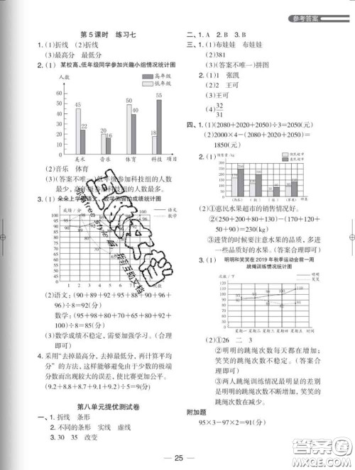 2020新版木头马分层课课练小学数学五年级下册北师版答案