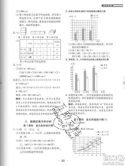 2020新版木头马分层课课练小学数学五年级下册北师版答案