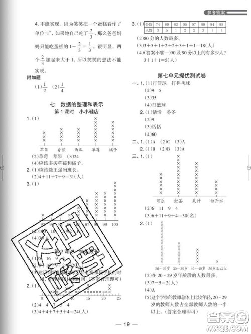 2020新版木头马分层课课练小学数学三年级下册北师版答案