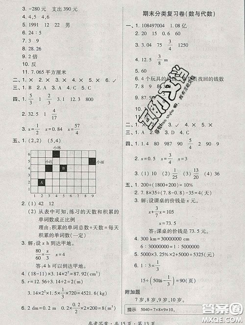 2020春北大绿卡课时同步训练六年级数学下册冀教版参考答案 2020春北大绿卡课时同步训练六年级数学下册冀教版参考答案