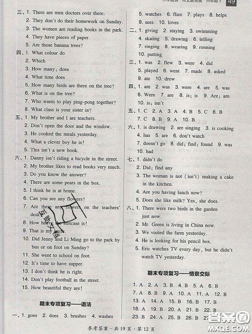 2020春北大绿卡课时同步训练六年级英语下册冀教版参考答案 2020春北大绿卡课时同步训练六年级英语下册冀教版参考答案