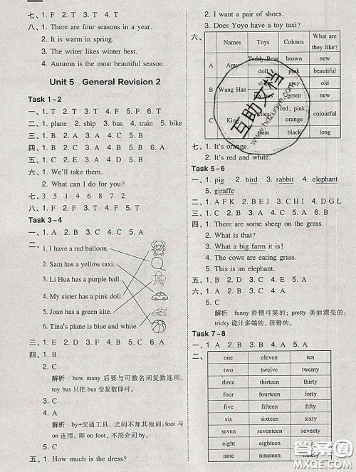 2020春北大绿卡课时同步训练六年级英语下册人教精通版参考答案