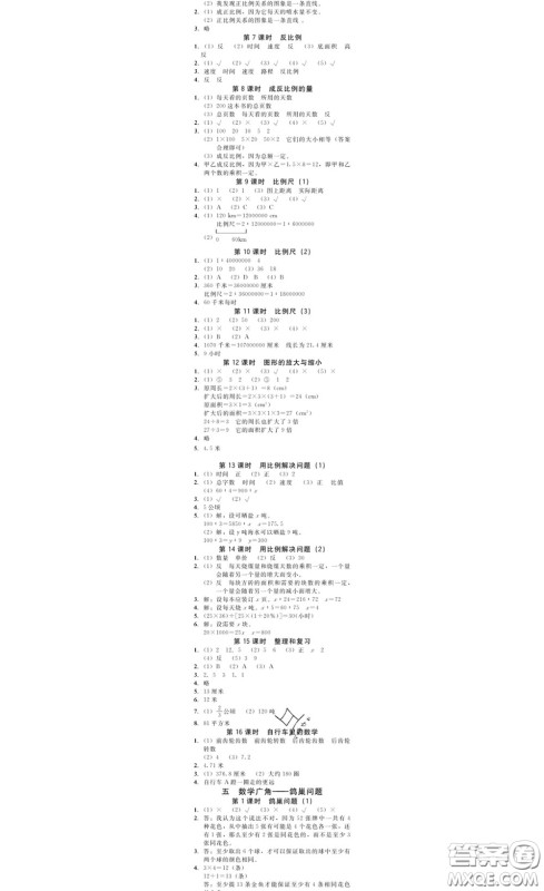 广东经济出版社2020春广东作业本六年级数学下册人教版答案 广东经济出版社2020春广东作业本六年级数学下册人教版答案
