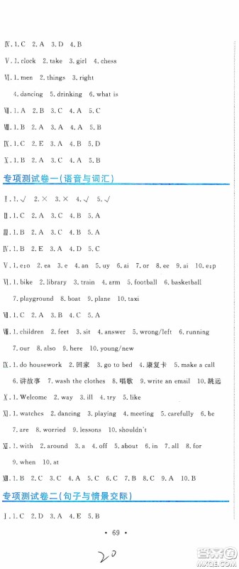 北京教育出版社2020提分教练优学导练测试卷五年级英语下册人教精通版答案 北京教育出版社2020提分教练优学导练测试卷五年级英语下册人教精通版答案