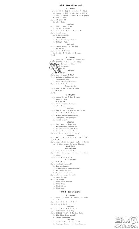 广东经济出版社2020春广东作业本六年级英语下册人教版答案 广东经济出版社2020春广东作业本六年级英语下册人教版答案