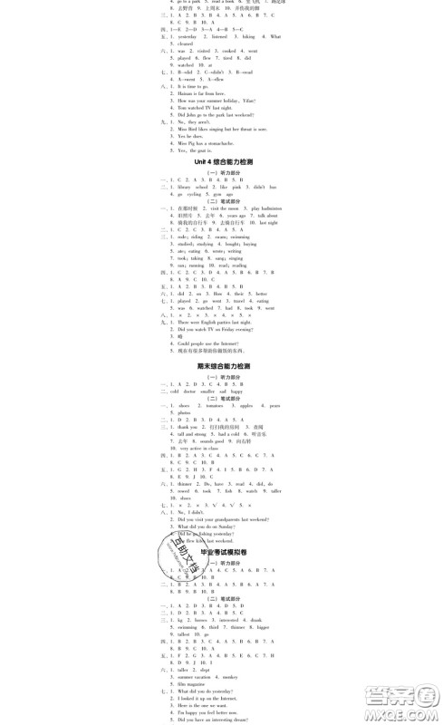 广东经济出版社2020春广东作业本六年级英语下册人教版答案 广东经济出版社2020春广东作业本六年级英语下册人教版答案