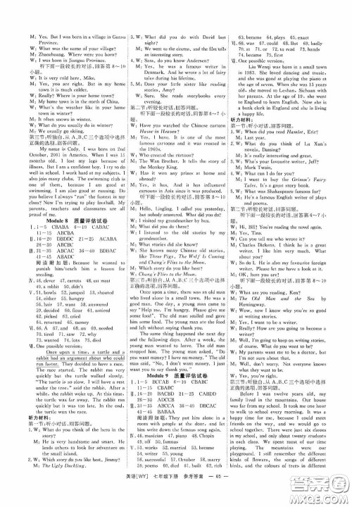 2020全效提分卷七年级英语下册外研版答案 2020全效提分卷七年级英语下册外研版答案
