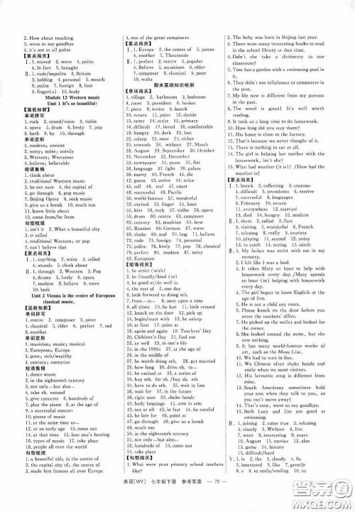 2020全效提分卷七年级英语下册外研版答案 2020全效提分卷七年级英语下册外研版答案