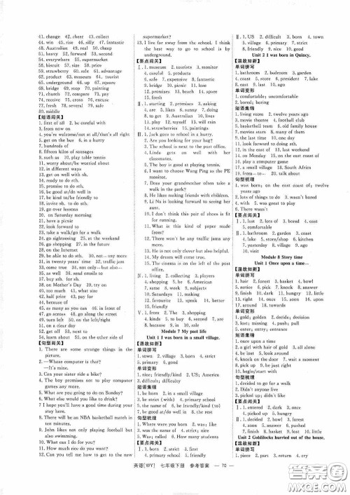2020全效提分卷七年级英语下册外研版答案 2020全效提分卷七年级英语下册外研版答案