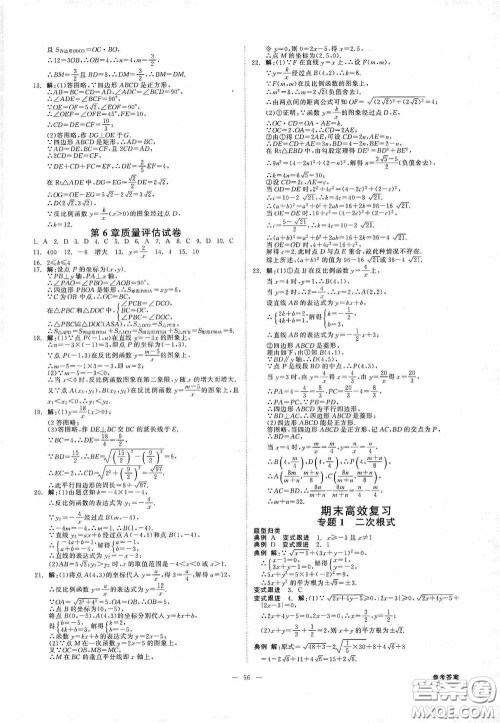2020全效提分卷八年级数学下册浙教版答案