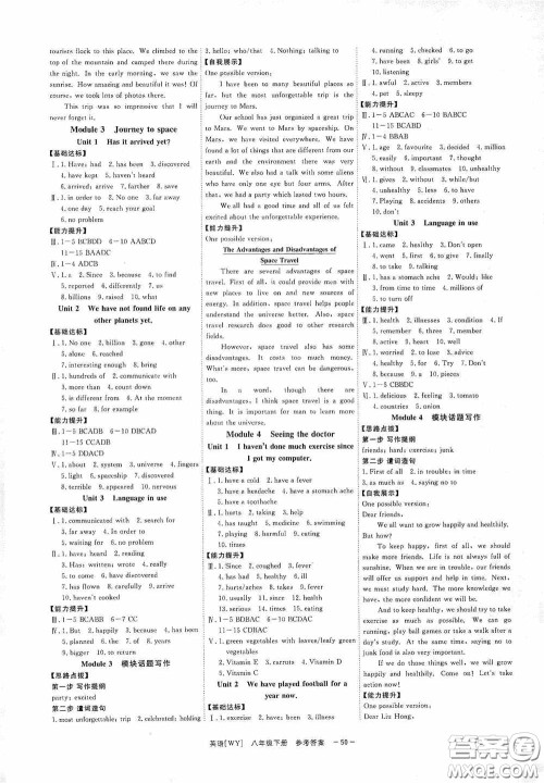 2020全效提分卷八年级英语下册外研版答案 2020全效提分卷八年级英语下册外研版答案
