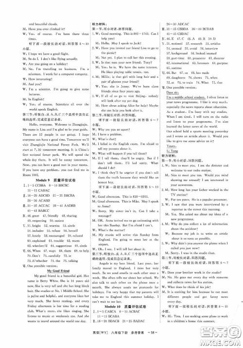2020全效提分卷八年级英语下册外研版答案 2020全效提分卷八年级英语下册外研版答案