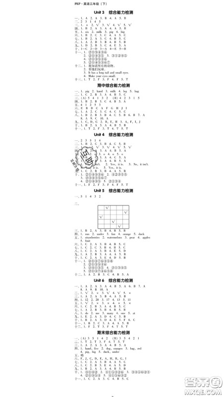 广东经济出版社2020春广东作业本三年级英语下册人教版答案 广东经济出版社2020春广东作业本三年级英语下册人教版答案