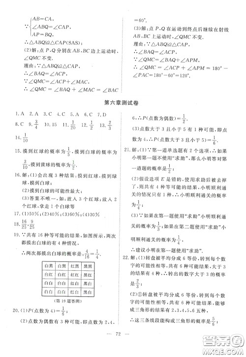 江西教育出版社2020能力形成同步测试卷七年级数学下册北师大版答案