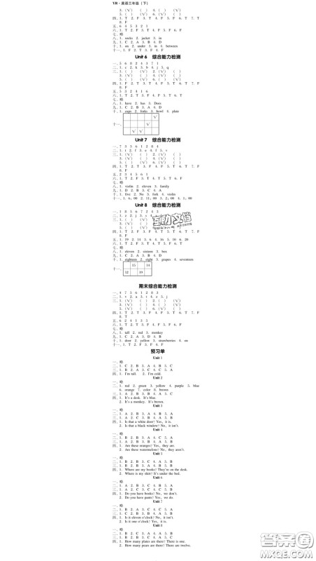 广东经济出版社2020春广东作业本三年级英语下册粤人民版答案 广东经济出版社2020春广东作业本三年级英语下册粤人民版答案