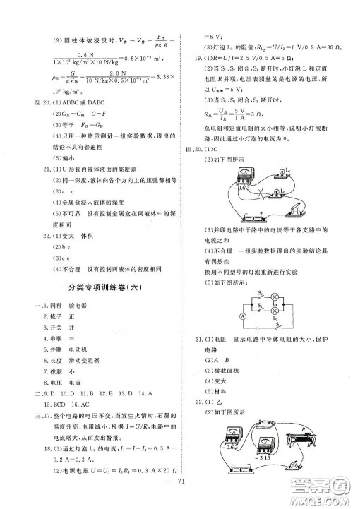 江西教育出版社2020能力形成同步测试卷九年级物理下册人教版答案