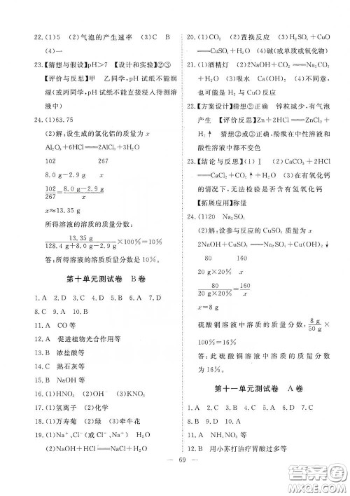 江西教育出版社2020能力形成同步测试卷九年级化学下册人教版答案