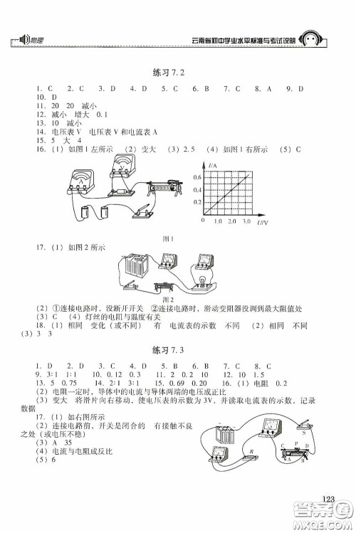 云南美术出版社2020云南省初中学业水平标准与考试说明物理答案