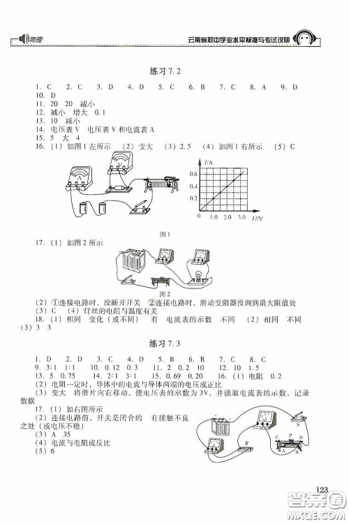 云南美术出版社2020云南省初中学业水平标准与考试说明物理答案