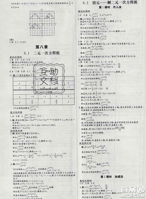 2020新版练案课时作业本七年级数学下册人教版答案