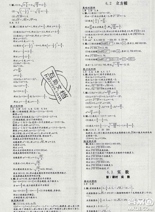 2020新版练案课时作业本七年级数学下册人教版答案