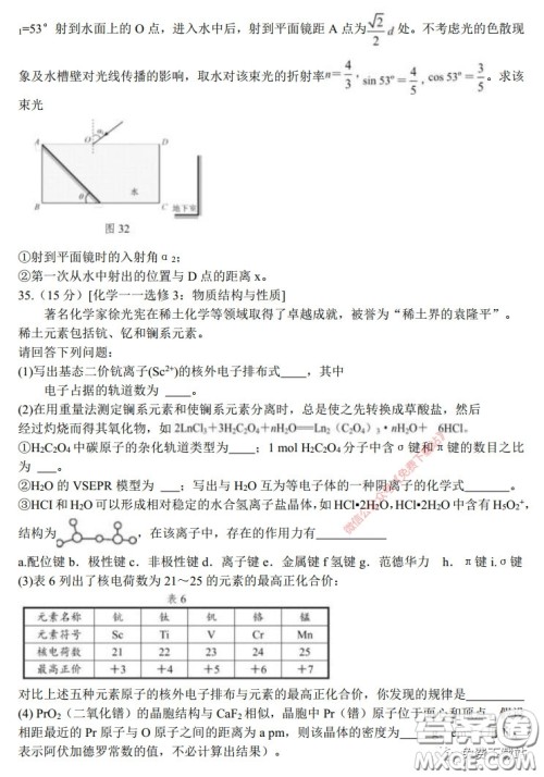 长郡中学2020届高三适应性考试三理科综合试题及答案 长郡中学2020届高三适应性考试三理科综合试题及答案