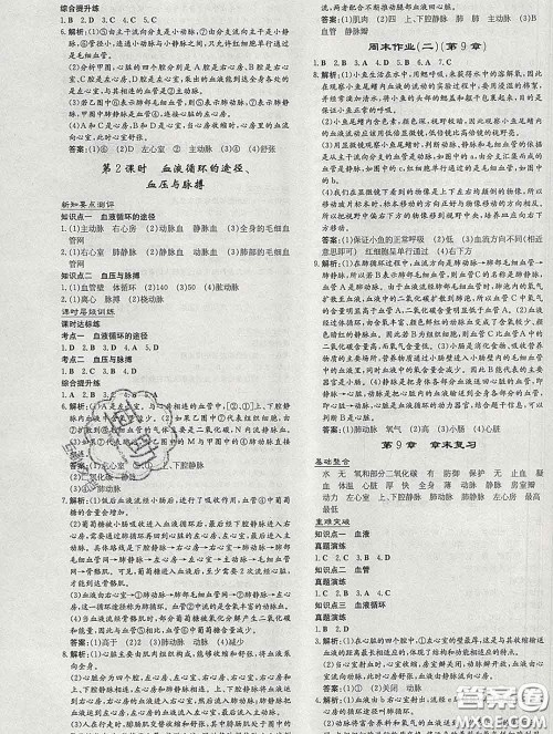 2020新版练案课时作业本七年级生物下册北师版答案