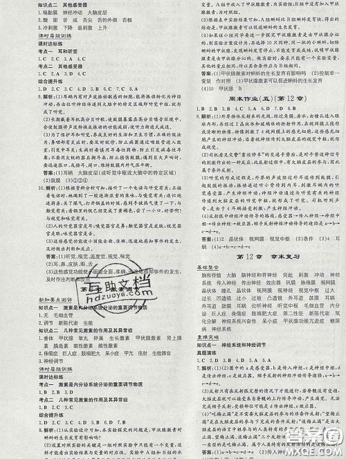 2020新版练案课时作业本七年级生物下册北师版答案 2020新版练案课时作业本七年级生物下册北师版答案