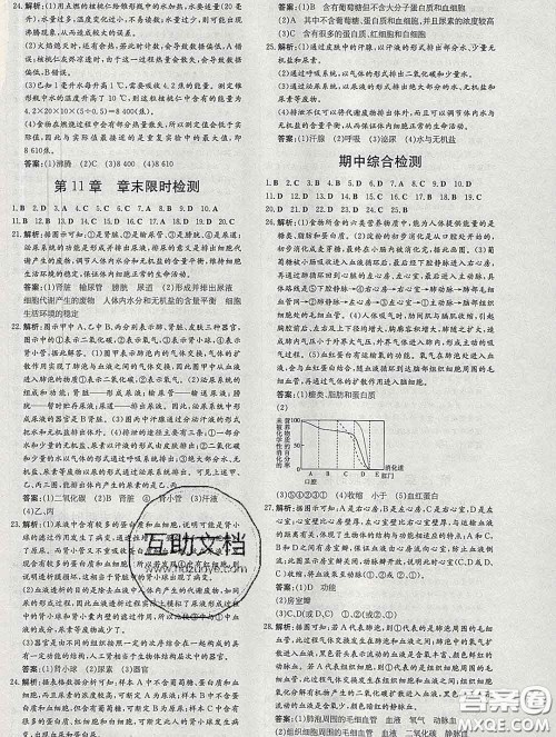 2020新版练案课时作业本七年级生物下册北师版答案 2020新版练案课时作业本七年级生物下册北师版答案