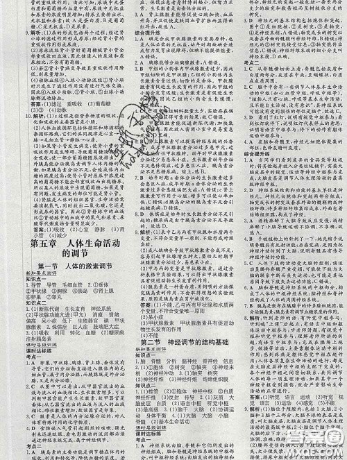 2020新版练案课时作业本七年级生物下册济南版答案