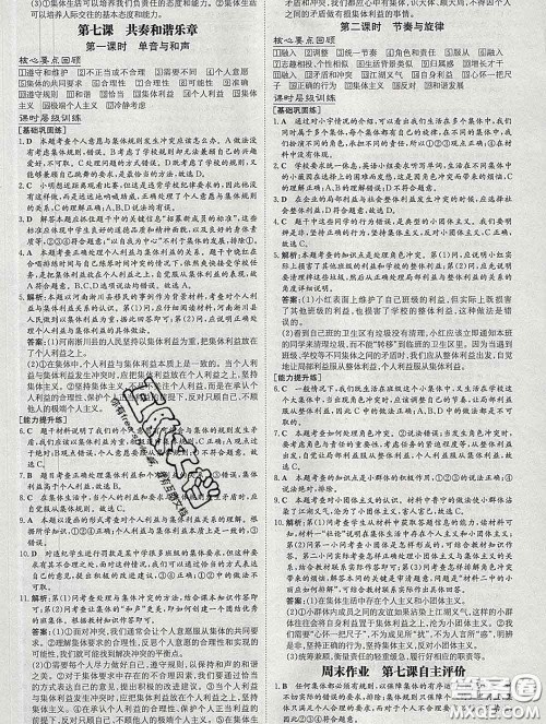 2020新版练案课时作业本七年级道德与法治下册人教版答案
