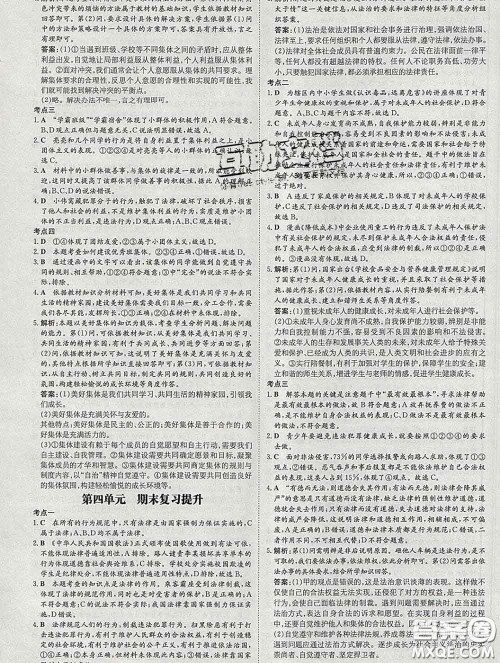 2020新版练案课时作业本七年级道德与法治下册人教版答案