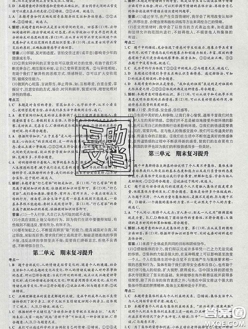 2020新版练案课时作业本七年级道德与法治下册人教版答案