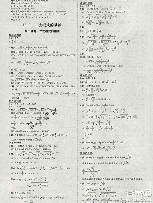 2020新版练案课时作业本八年级数学下册人教版答案 2020新版练案课时作业本八年级数学下册人教版答案