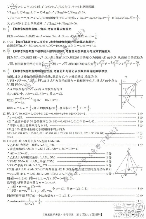 2020年四川高三4月金太阳联考理科数学试题及答案 2020年四川高三4月金太阳联考理科数学试题及答案