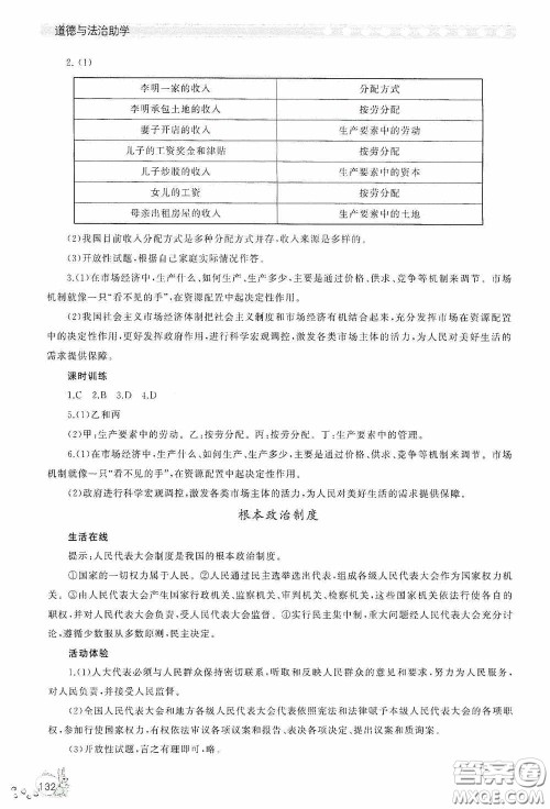 伴你学2020新课程助学丛书道德与法治八年级下册最新版答案