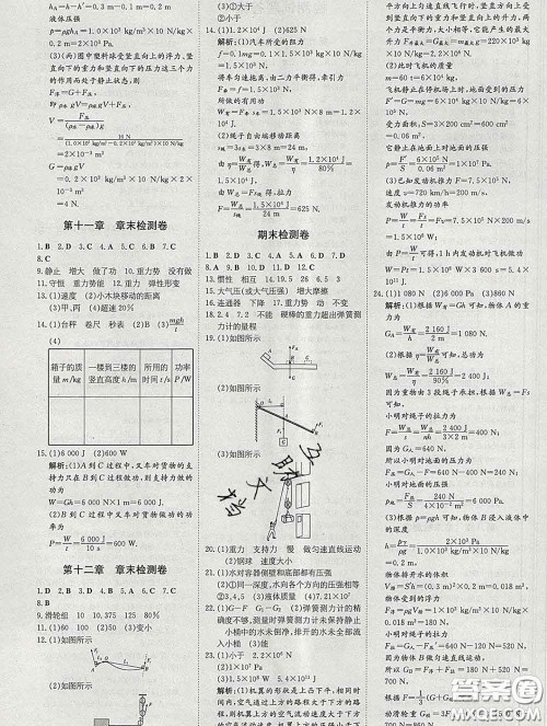 2020新版练案课时作业本八年级物理下册人教版答案