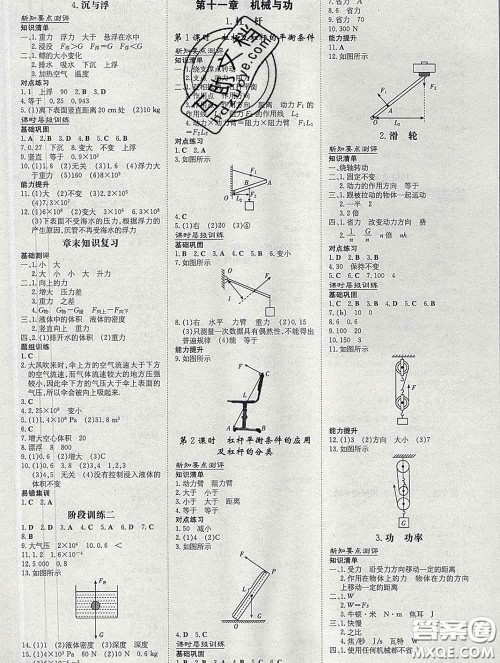 2020新版练案课时作业本八年级物理下册教科版答案